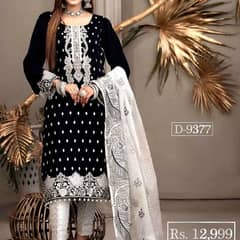 3 PCs woman unsitched lawn embroidered suit,Eid dress
