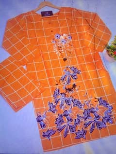 2 Pcs Women stitched Arabic lawn Printed suit