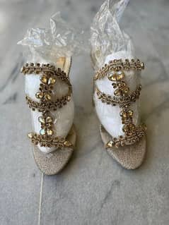1st step bridal heels in golden color