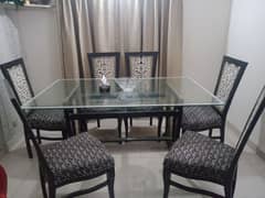 six seater glass dinning table
