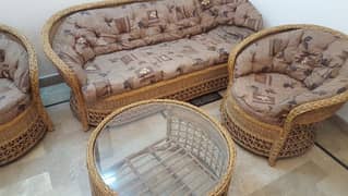 Cane 5 seater sofa set with round table