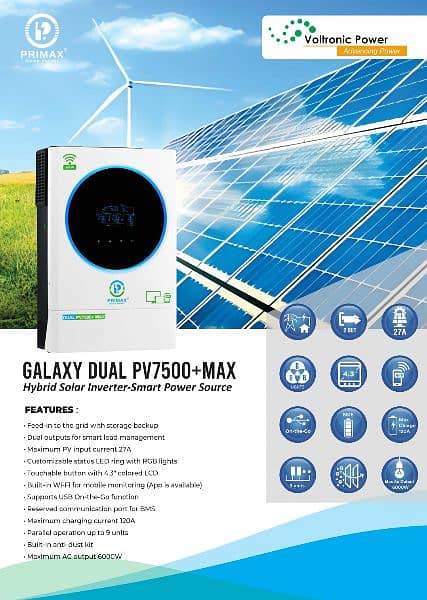 Primax Galaxy Dual PV7500+Max 6KW Solar Hybrid Inverter 0