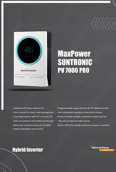 Hybrid Inverter 6KW PV 7000, Maxpower Suntronic Duo 7000 Pro 0