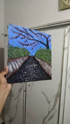 A road handmade acrylic painting