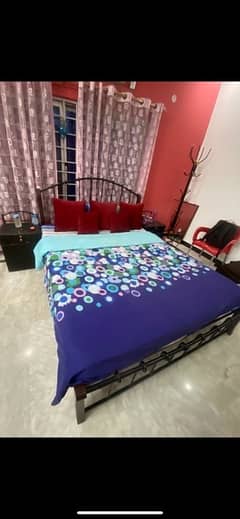 iron bed with side tables and diamond celeste spring mattress