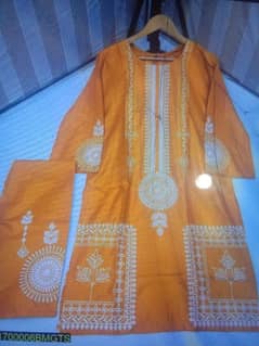2 pics Women's stitched linen block printed suit provide in all sizes
