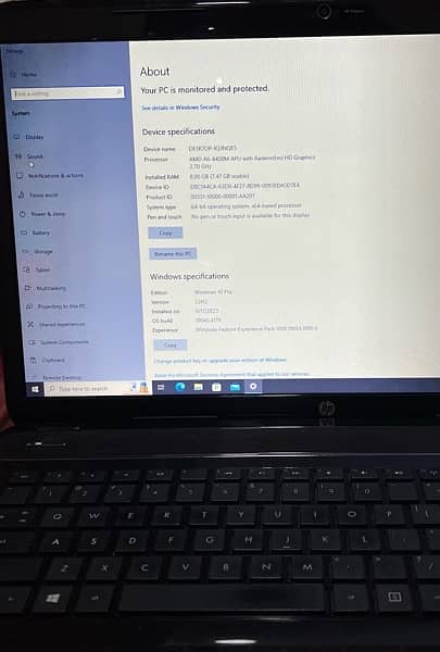 HP laptop AMD series A6 9