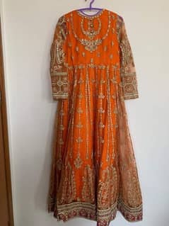 long maxi in orange color totally thread work and sequence work