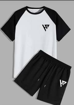 White & black T shirt and shorts 0