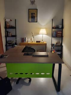 L-Shaped Office Computer Table (Interwood Mobel Made) with Staff Chair
