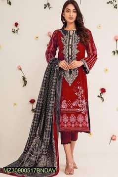 3 PC,s woman unstitched viscose Embroidered suit