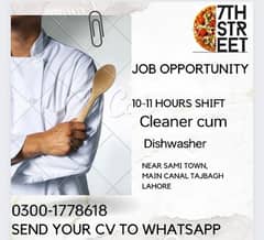 Cleaner + dishwasher required Canal bank Lahore