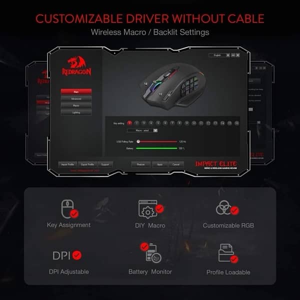 REDRAGON M913 IMPACT ELITE WIRELESS GAMING MOUSE 2