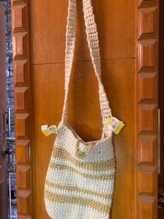 crocheted bag yellow and white