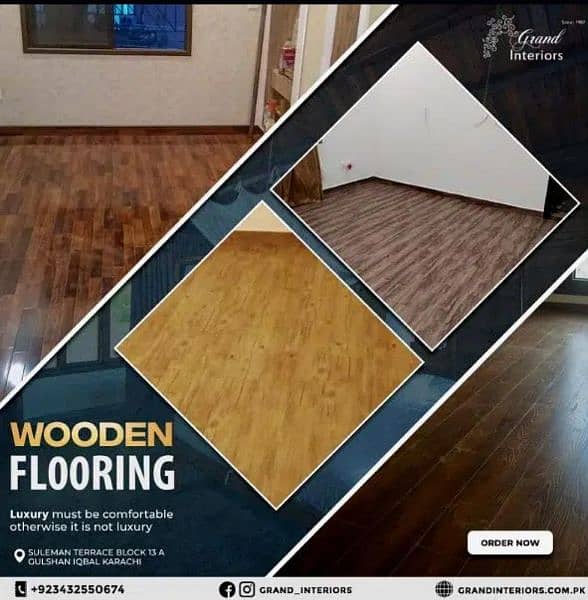 vinyl flooring wooden floor pvc laminated spc floor by Grand interiors 0