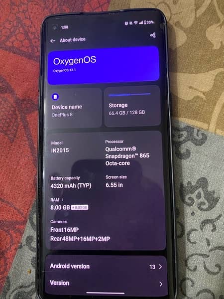 OnePlus 8 8GB RAM AND 256 GB ROM With Original OnePlus Warp Charger 4