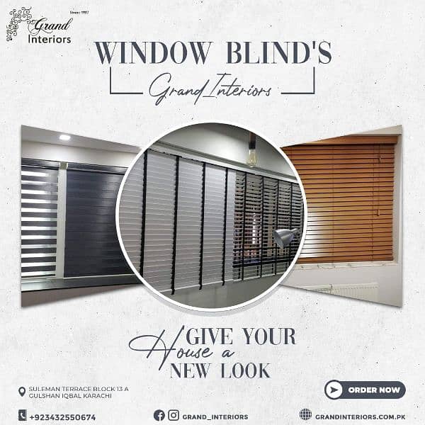 Window blinds curtains wooden roller blind by Grand interiors 0