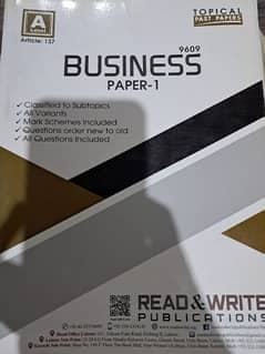 A level Business (9609) Topical Paper 1