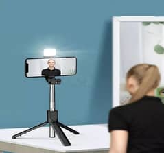 Selfie stick with LED light mini tripod stand