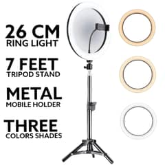 26 cm ring light with 7 feet stand / bluetooth mic / lavalier mic free