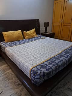 King-size Bed with Side Tables, Chester & Mattress