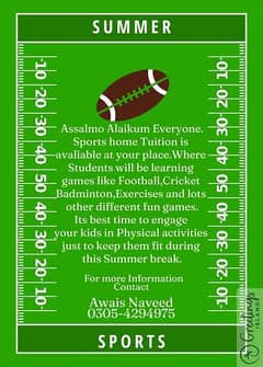 SPORTS HOME TUITIONS ARE AVAILABLE AT YOUR PLACE