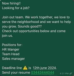 Urgent hiring