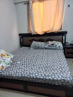 King Size Bed With Mattress, Dressing Table, and Side Tables