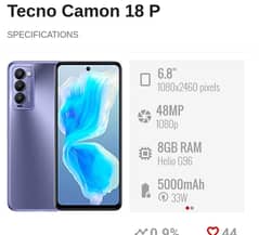 Camon 18p perfect phone 8/128
