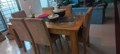 6 Seater Dining table /oak Wood Dining/ 6 Chairs/Table