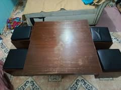 center table along with 4 sitting stool for multiple purpose