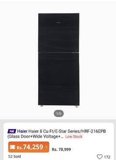 Haier 8 CFT Small Refrigerator Fridge E Star HRF-216