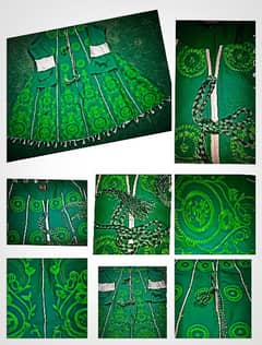 embroidery cotton green frock