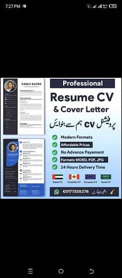 Professional resume with cover letter