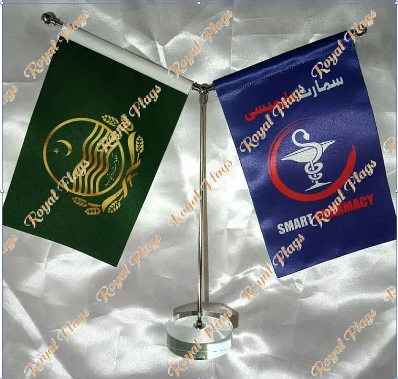 Dual Custom Table Flags with Stand for Executives, CEOs, and MDs 1