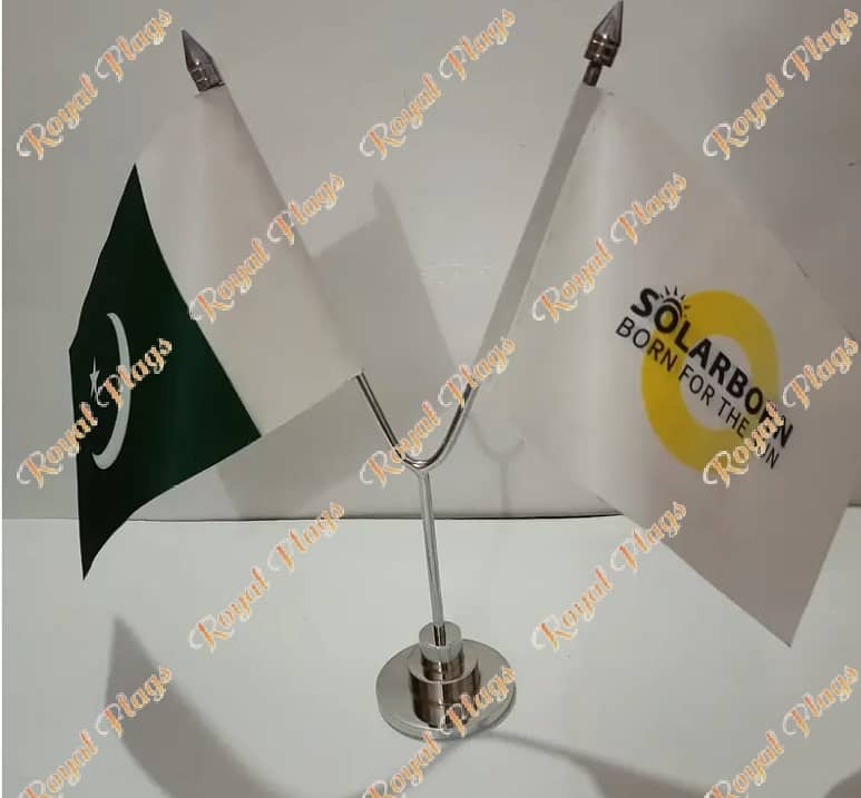 Dual Custom Table Flags with Stand for Executives, CEOs, and MDs 4