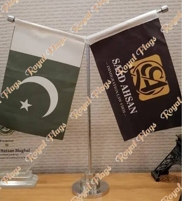 Dual Custom Table Flags with Stand for Executives, CEOs, and MDs 8