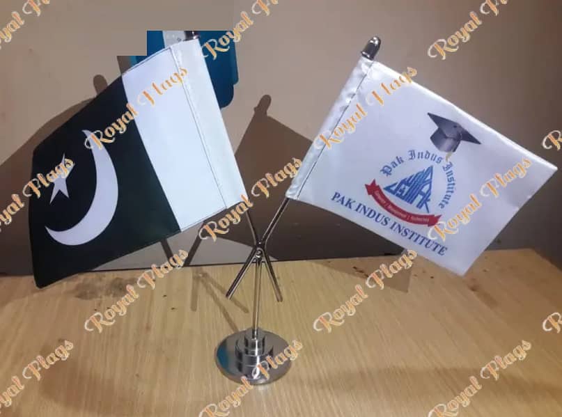 Dual Custom Table Flags with Stand for Executives, CEOs, and MDs 12