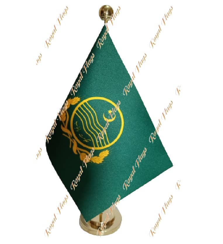 Custom Flag with Golden Pole for Government Offices -Vip Table Flag - 16