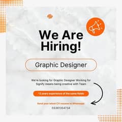 We Are hiring Graphic Designer