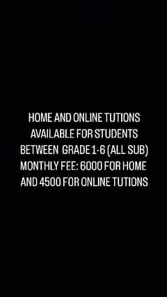ONLINE AND HOME TUTIONS AVAILABLE
