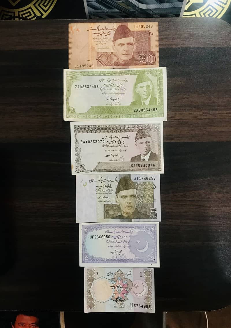 Set of 6 old Pakistani currency Banknotes 0