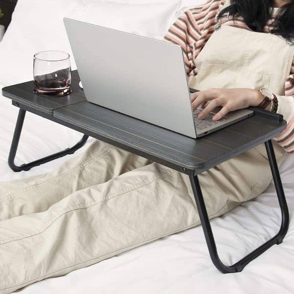 Foldable Adjustable Laptop Table Stand with cup holder and pencils box 0