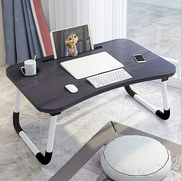 Foldable Adjustable Laptop Table Stand with cup holder and pencils box 2