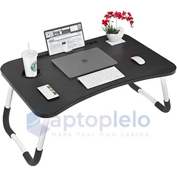 Foldable Adjustable Laptop Table Stand with cup holder and pencils box 4