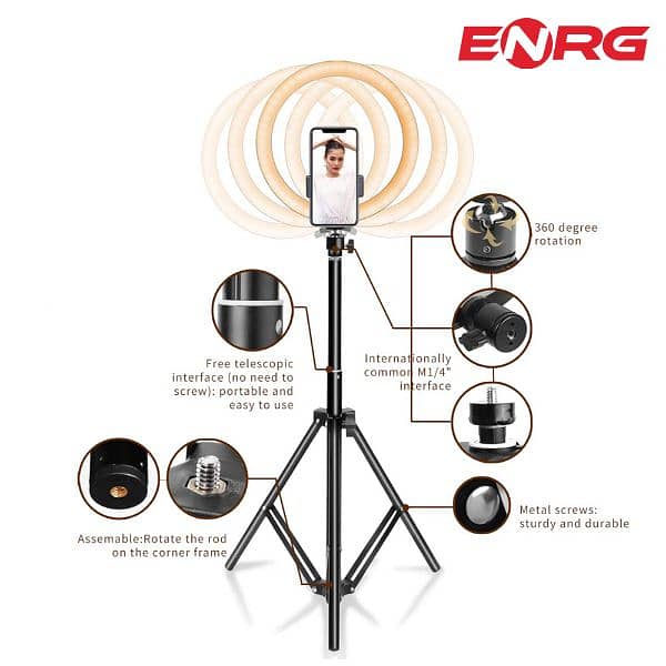 20 CM 3 colors Ringlight with modern 7 feet stand & mobile holder 1