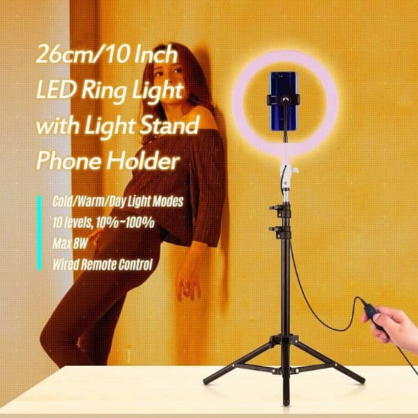 20 CM 3 colors Ringlight with modern 7 feet stand & mobile holder 2