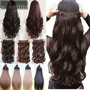 Color Clip in Hair Extensions One Piece Long Wavy Curly Dip Dye 0