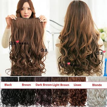 Color Clip in Hair Extensions One Piece Long Wavy Curly Dip Dye 2