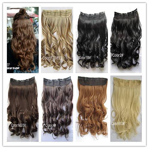 Color Clip in Hair Extensions One Piece Long Wavy Curly Dip Dye 3